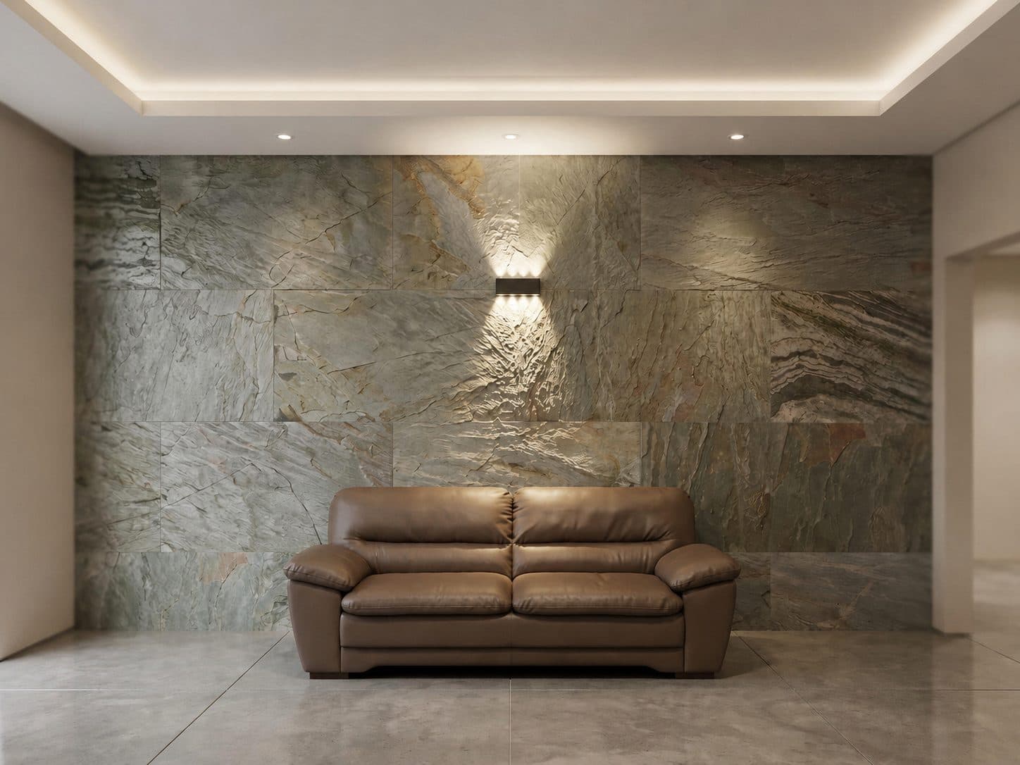Sala con sofá de piel